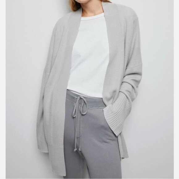 Nili Lotan 100% Cashmere Open Front Cardigan Grey Size 0/S - Picture 1 of 12